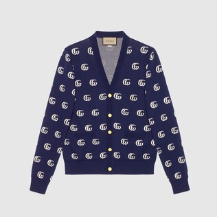 GG knit cotton jacquard cardigan