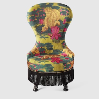 Stuhl aus Moiré-Jacquard mit Drachenfischen