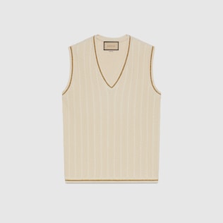 Gilet con finiture in lamé color oro