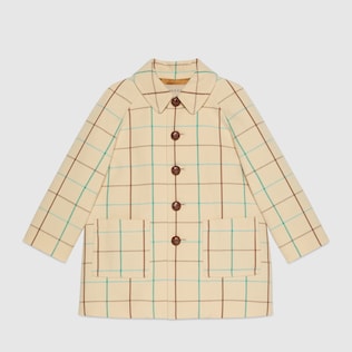 Children's check wool coat