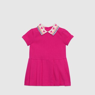 Baby cotton dress with hearts and stripes