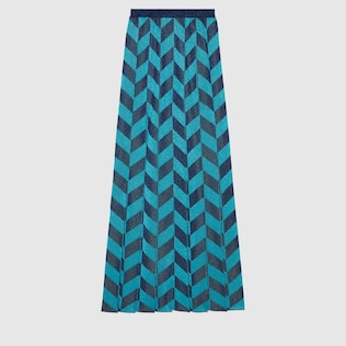 Lamé piquet pleated skirt