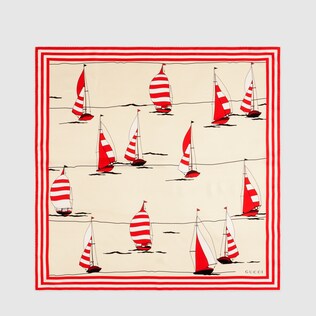 Foulard en soie à imprimé nautique