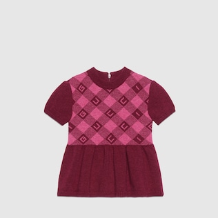 Vestido de jacquard a cuadros Gucci para bebé