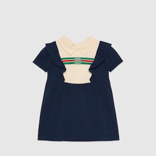 Baby cotton dress with Interlocking G