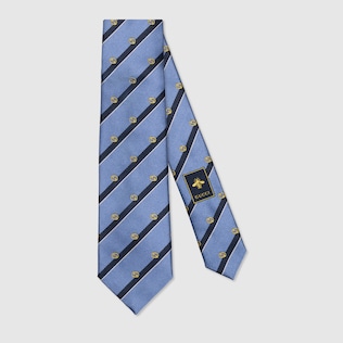 Striped silk tie with Interlocking G