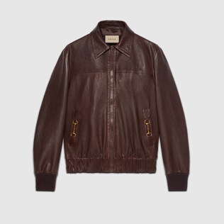Leather bomber jacket