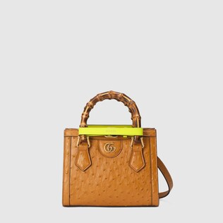 Mini borsa shopping Gucci Diana in struzzo