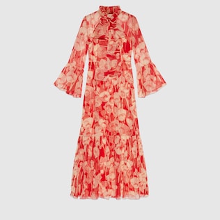 Robe en soie à imprimé coquelicots