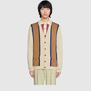GG perforated cotton cardigan