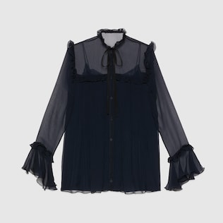 Silk chiffon ruffle shirt