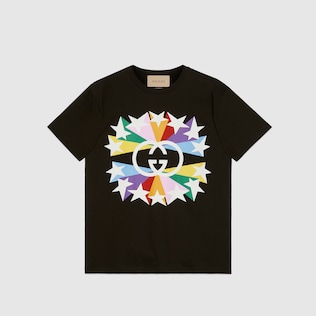 T-Shirt aus Baumwolle mit GG Sterneffekt-Print