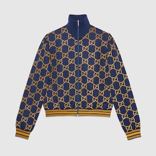 GG jersey zip jacket with crystals