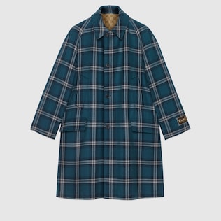 Reversible tartan wool coat