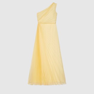 Plissé organdy one-shoulder dress