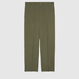 Gabardine wrinkle trousers with Gucci logo