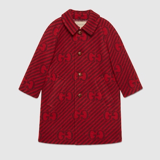 Children's diagonal GG wool coat