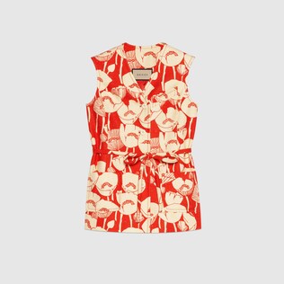 Chaqueta de seda con estampado de amapolas
