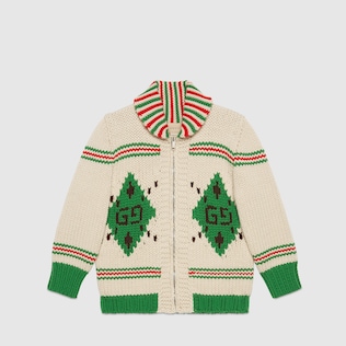 Cardigan pour enfant en laine Argyle GG