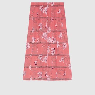 Floral print silk skirt