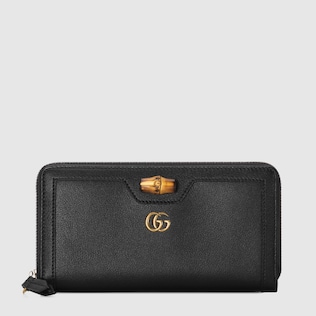 Gucci Diana系列竹节长款钱包