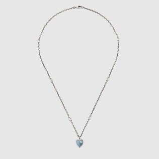 Necklace with Interlocking G enamel heart
