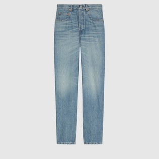 Pantalon en jean avec empiècement pomme GG