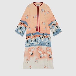 Caftan en soie à imprimé étang – Exclusivement en ligne