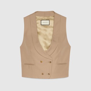 Double-breasted gabardine vest