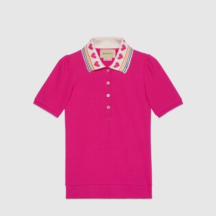 Polo infantil de algodón con corazones y rayas