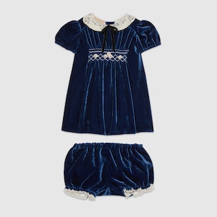 Baby velvet dress and shorts set