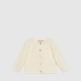Baby-Cardigan aus Wolle mit GG Muster