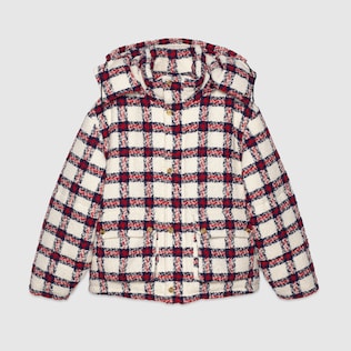 Giacca imbottita in tweed a quadri