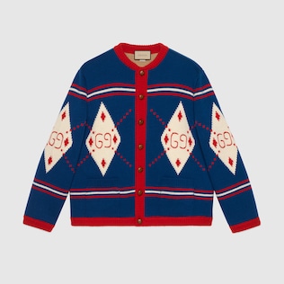 Maglia di lana con ricamo GG a rombi