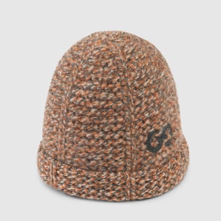 Children's herringbone wool hat with GG