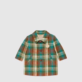 Baby check wool coat
