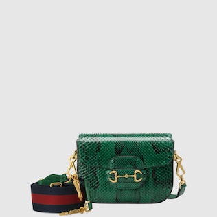Gucci 马衔扣1955系列蟒蛇皮迷你手袋
