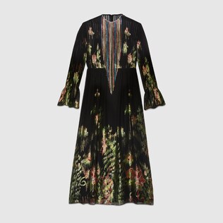 Fil coupé flower silk dress