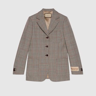 Check wool single-breasted jacket