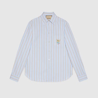 Striped boxy shirt with Gucci cat