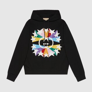 Interlocking G star burst print cotton sweatshirt