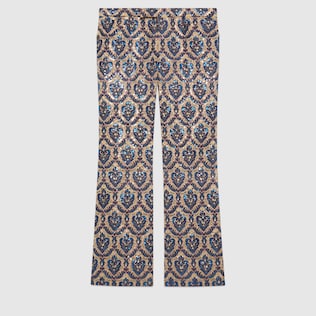 Pantalone in misto cotone broccato con paillette