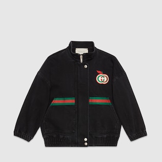 Children's denim jacket with Interlocking G