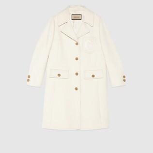 Double G embroidery wool coat