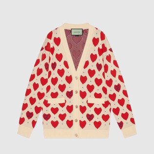Women's Gucci Les Pommes cotton heart sweater