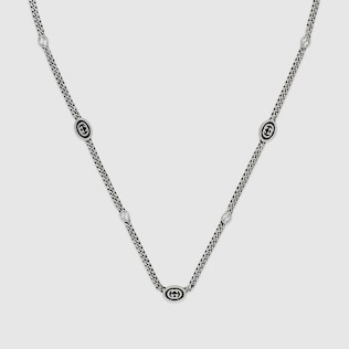 Thin Interlocking G enamel necklace