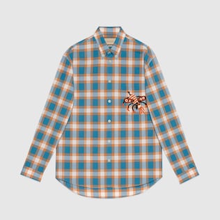 Freya Hartas animal embroidery check shirt