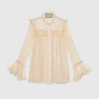 Chemise à volants en mousseline de soie