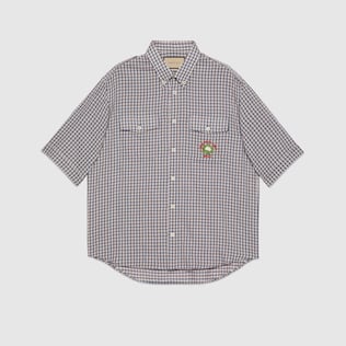 Micro check shirt with Gucci cauliflower