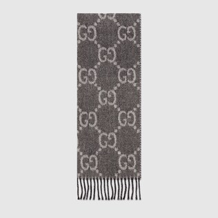 Bufanda de punto de jacquard con GG y borlas